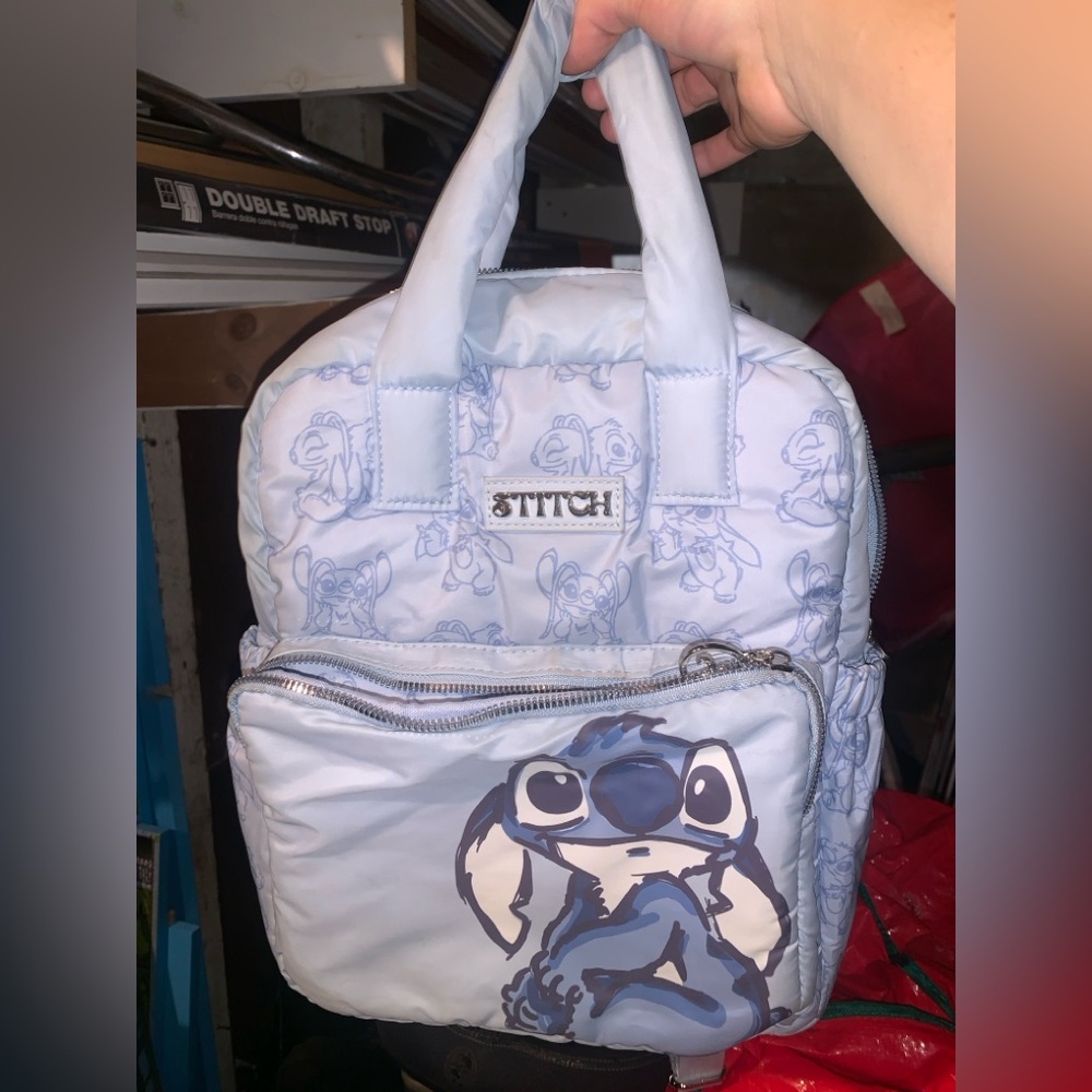 Primark Disney's Lilo & Stitch Padded Puffer Backpack Blue EUC